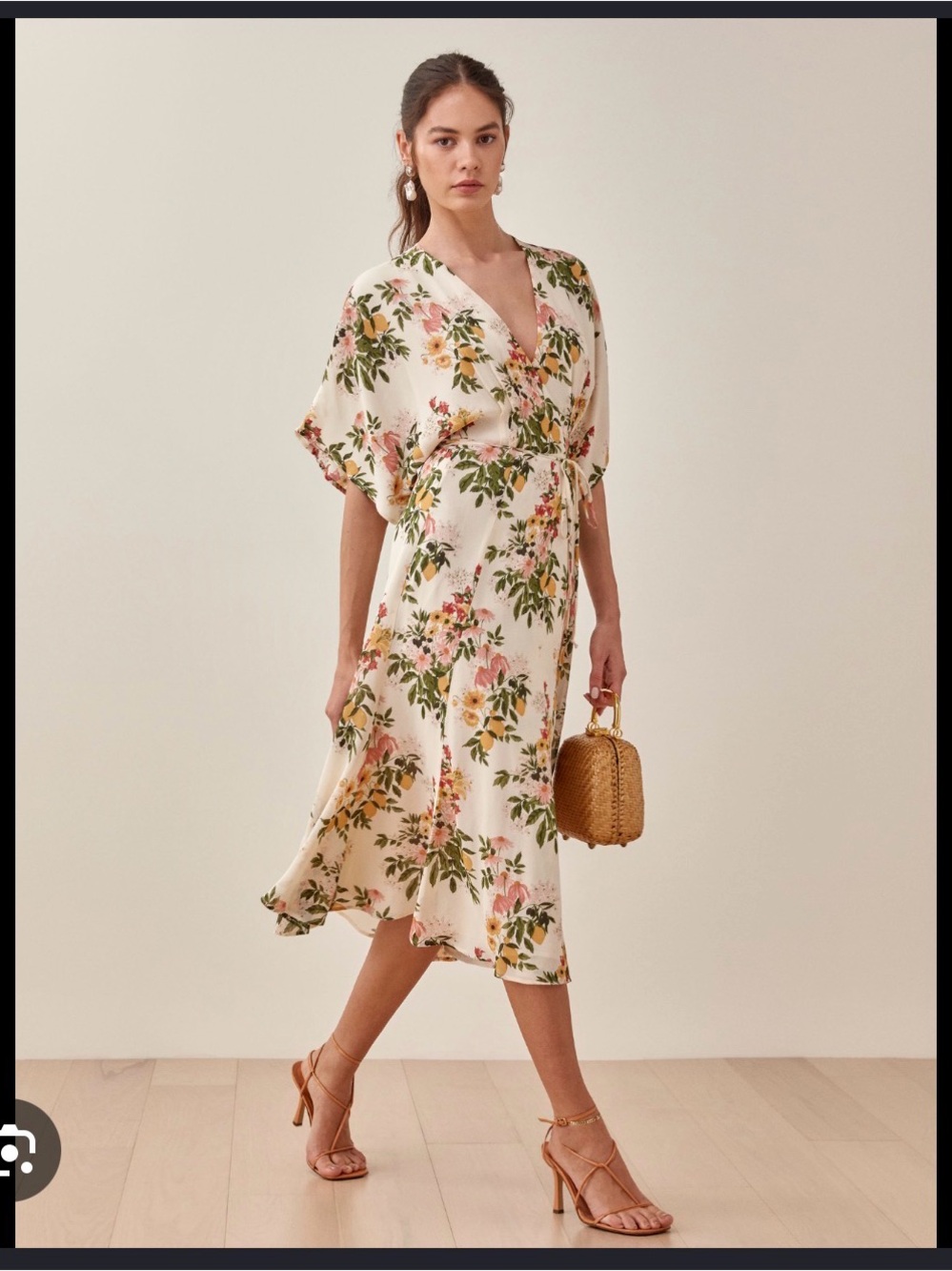 Reformation Karen Cream Floral Tie-Waist Maxi Dress in medium